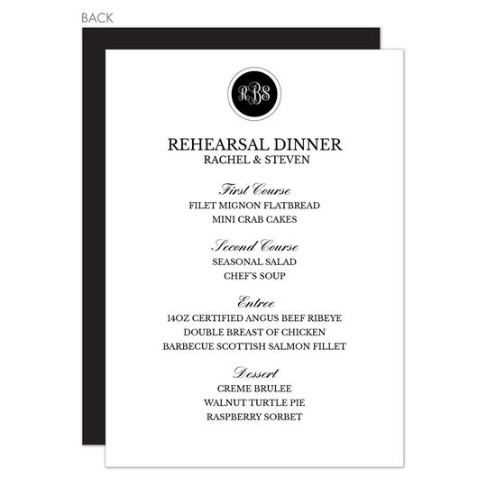 Black Circle Initials Menu Cards